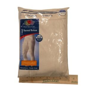 Fruit of The Loom Men's 2XL Thermal Bottom Long Underwear Layer Color: Natural